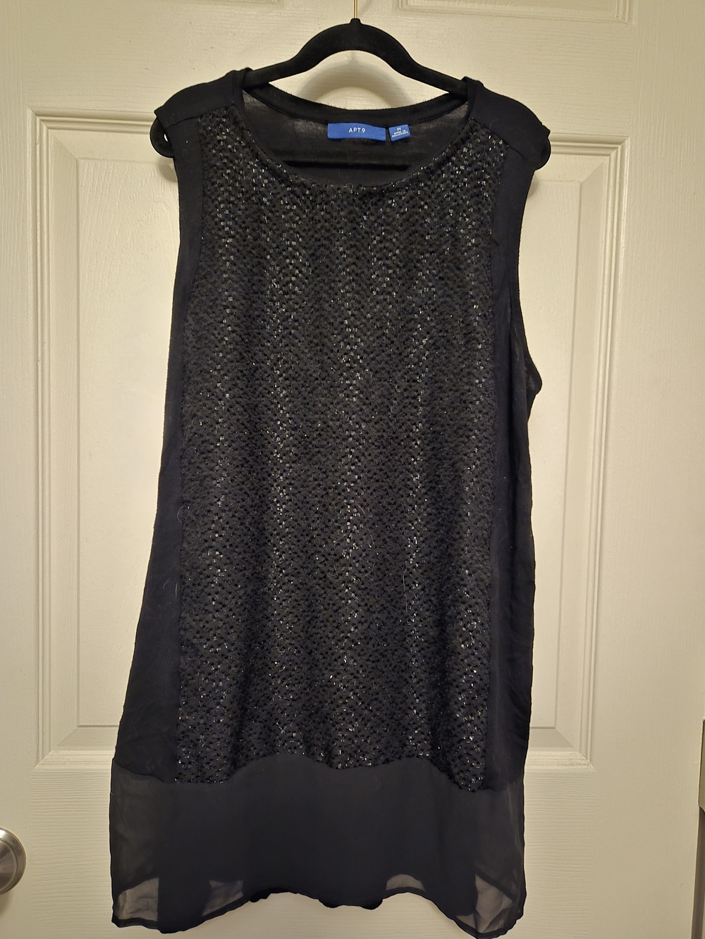 Apt. 9 Black Sleeveless Sequin Overlay Tank